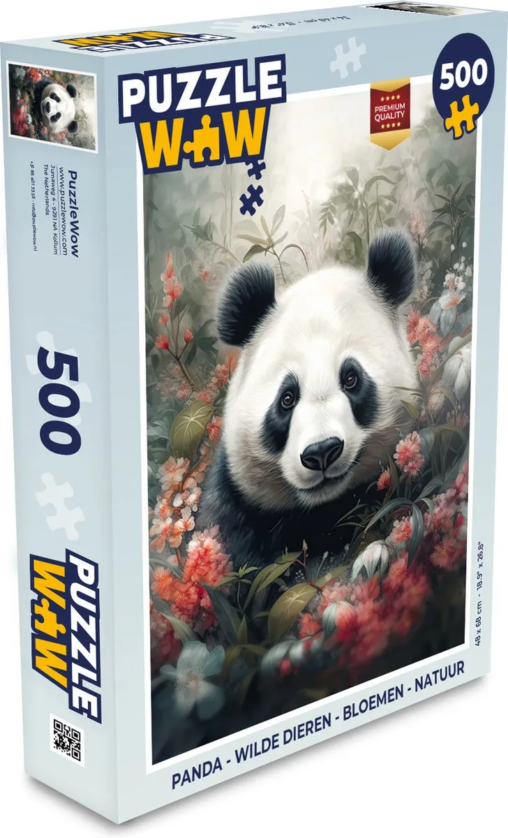 PuzzleWow Puzzel Panda Legpuzzel 500 Stuks - Multicolor