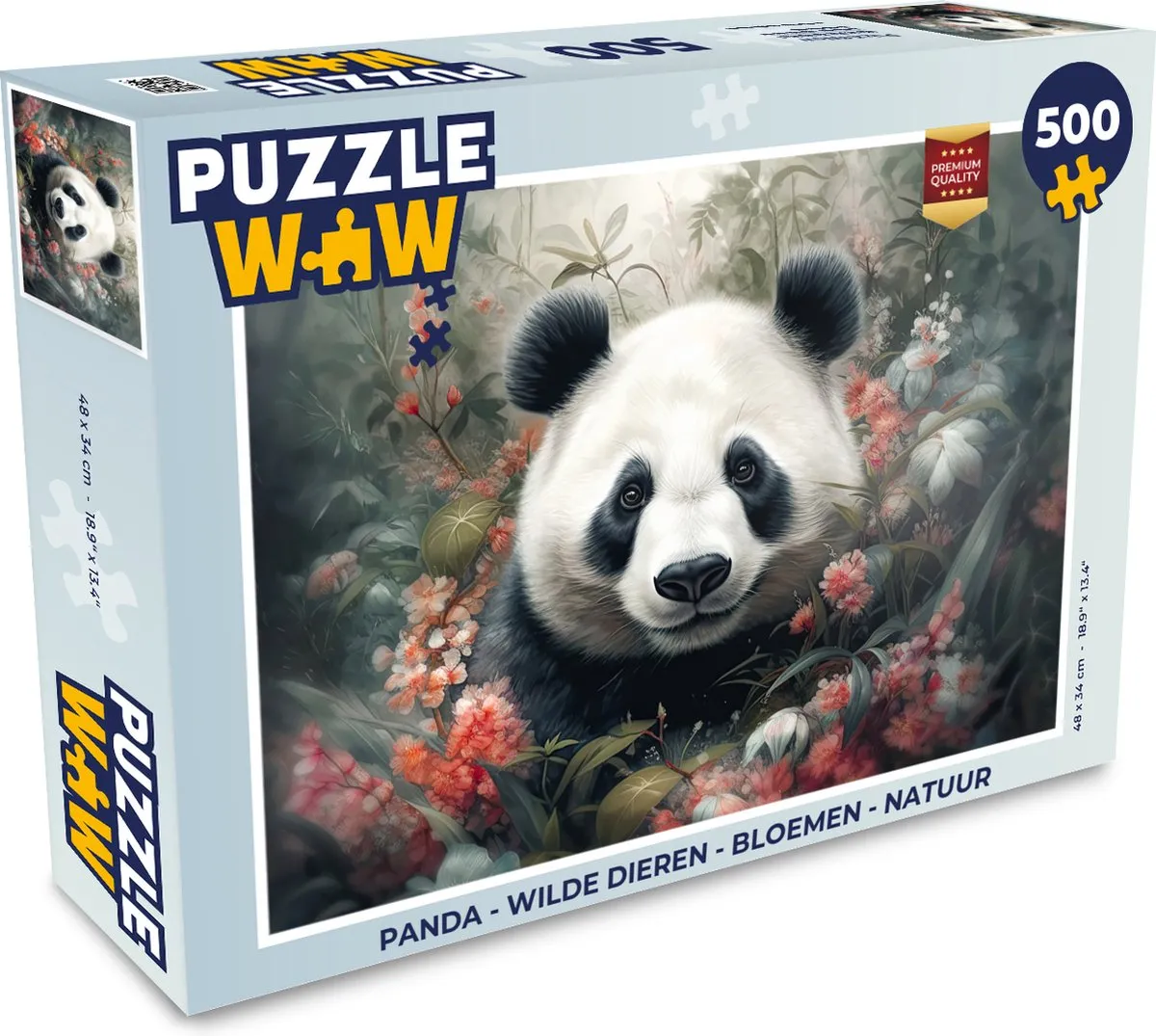 PuzzleWow Puzzel Panda Legpuzzel 500 Stuks - Multicolor