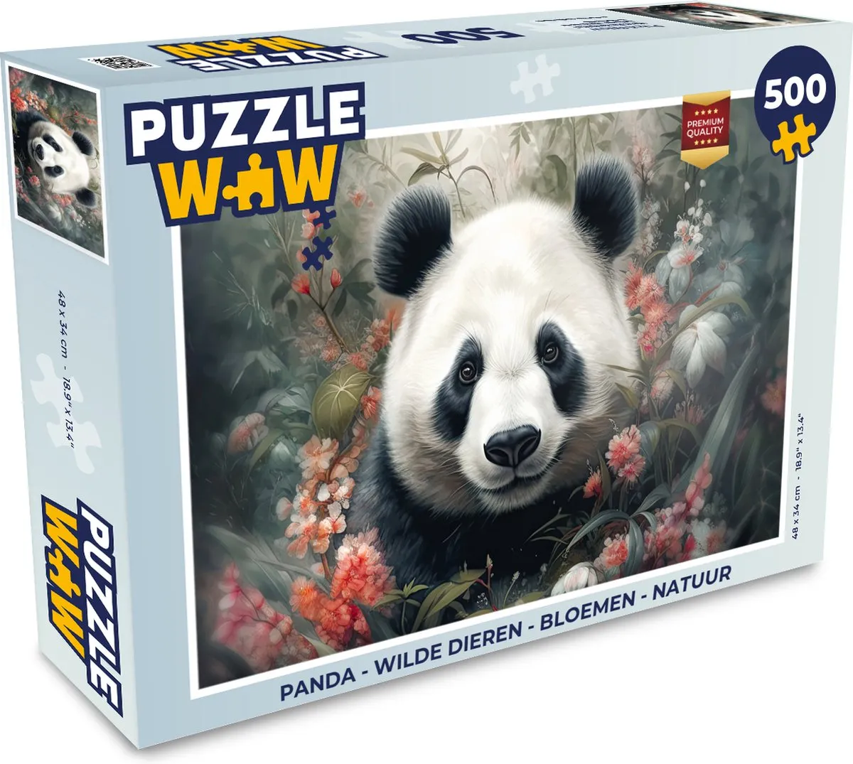 PuzzleWow Puzzel Panda Legpuzzel 500 Stuks - Multicolor