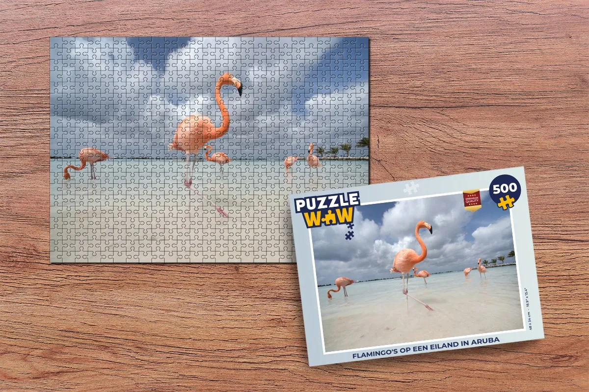 PuzzleWow Legpuzzel Flamingo's op Aruba 500 Stuks - Multicolor