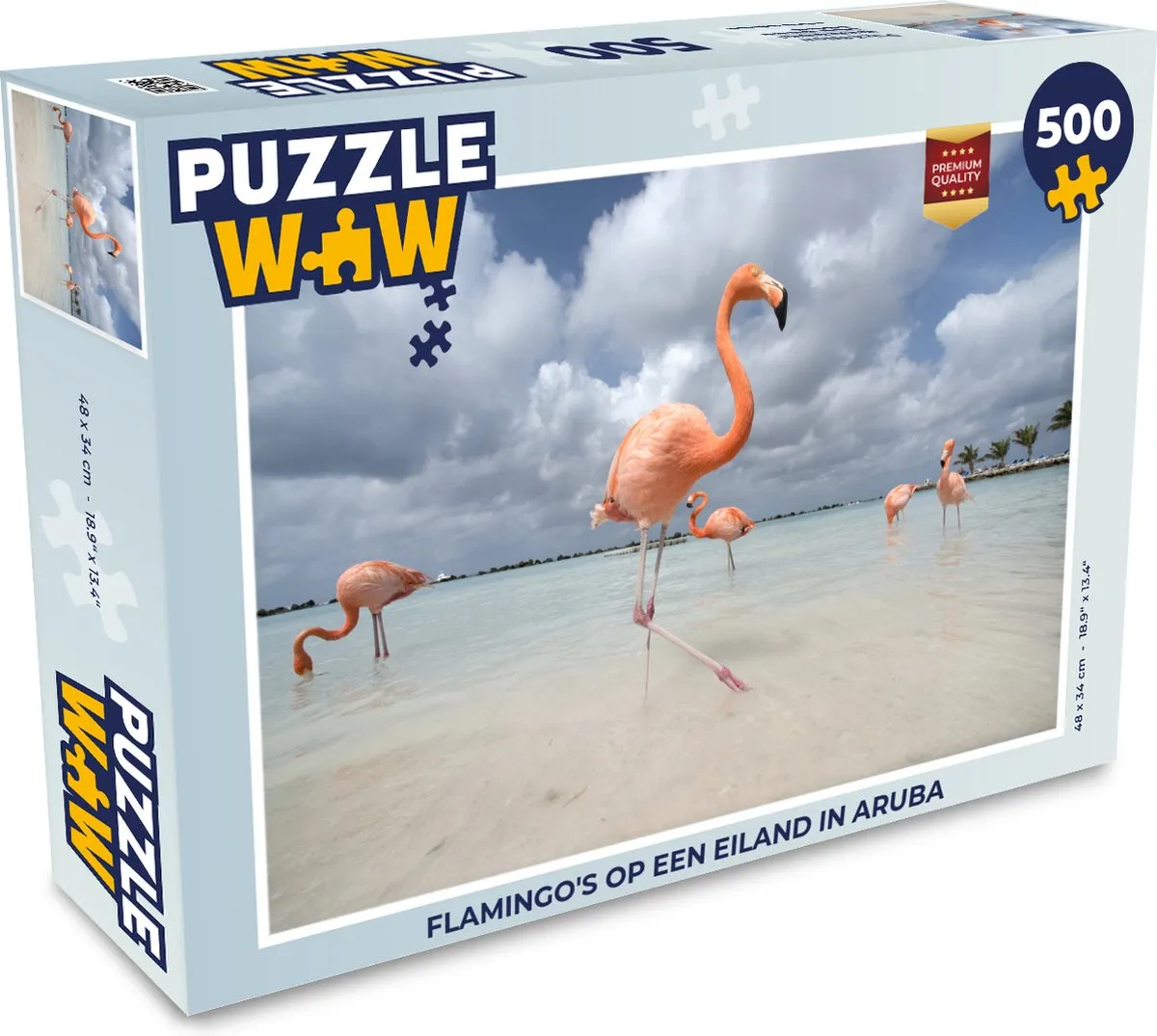 PuzzleWow Legpuzzel Flamingo's op Aruba 500 Stuks - Multicolor