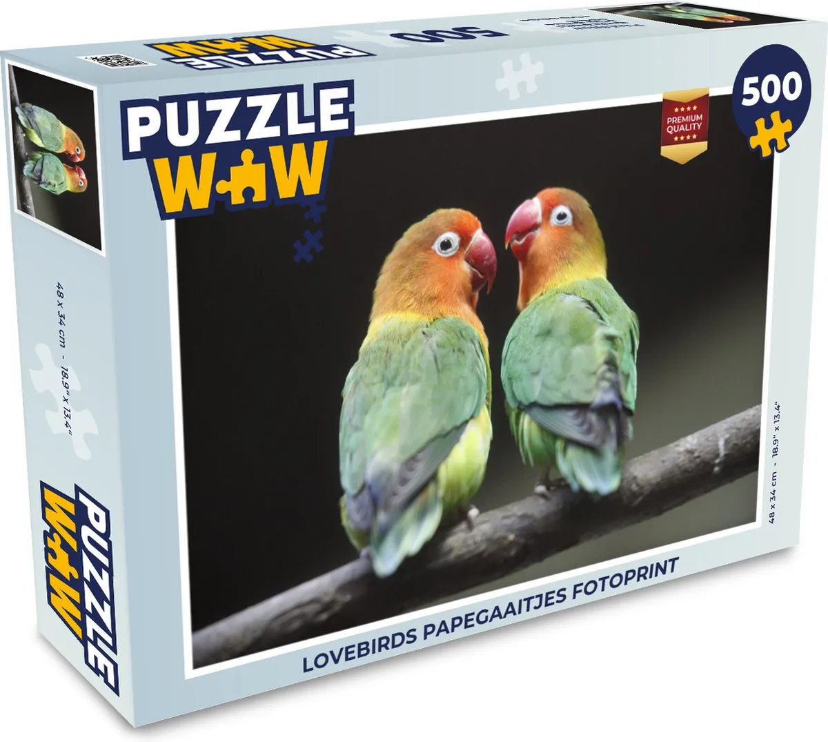 PuzzleWow Lovebirds Fotoprint Legpuzzel 500 Stuks - Multicolor