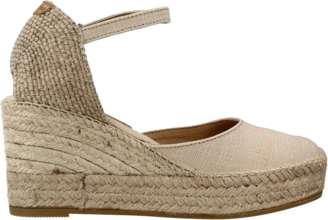 Dames espadrille met linnen sleehak