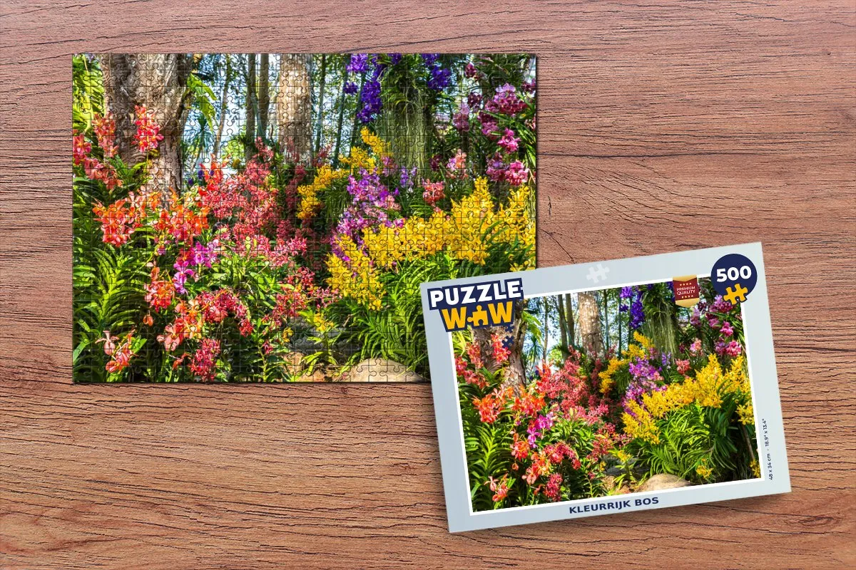 PuzzleWow Bloemen Regenboog Bos Seizoenen Legpuzzel 500 Stuks - Multicolor