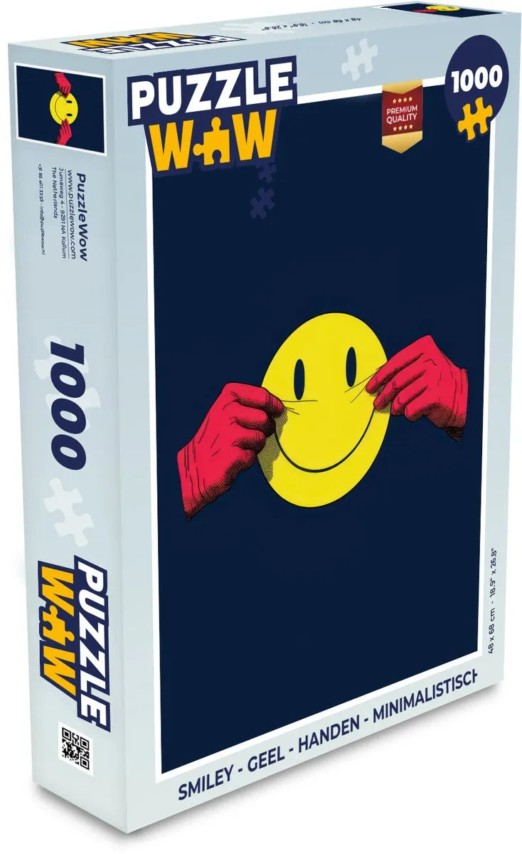 PuzzleWow Smiley Handen Legpuzzel 1000 Stuks - Geel