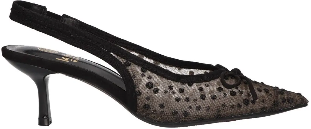 La Strada Slingback Met Glitter Zwart Mesh
