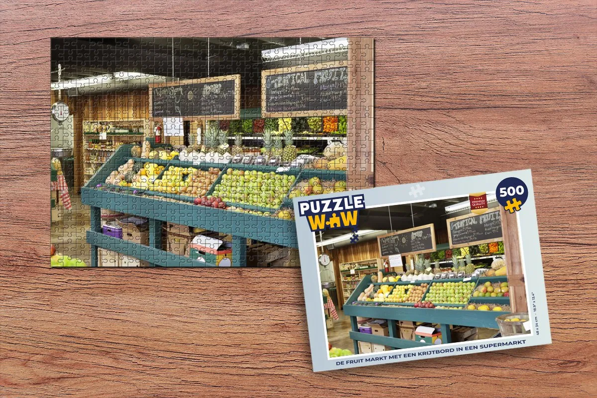 PuzzleWow Fruit Supermarkt Krijtbord Legpuzzel 500 Stuks - Multicolor