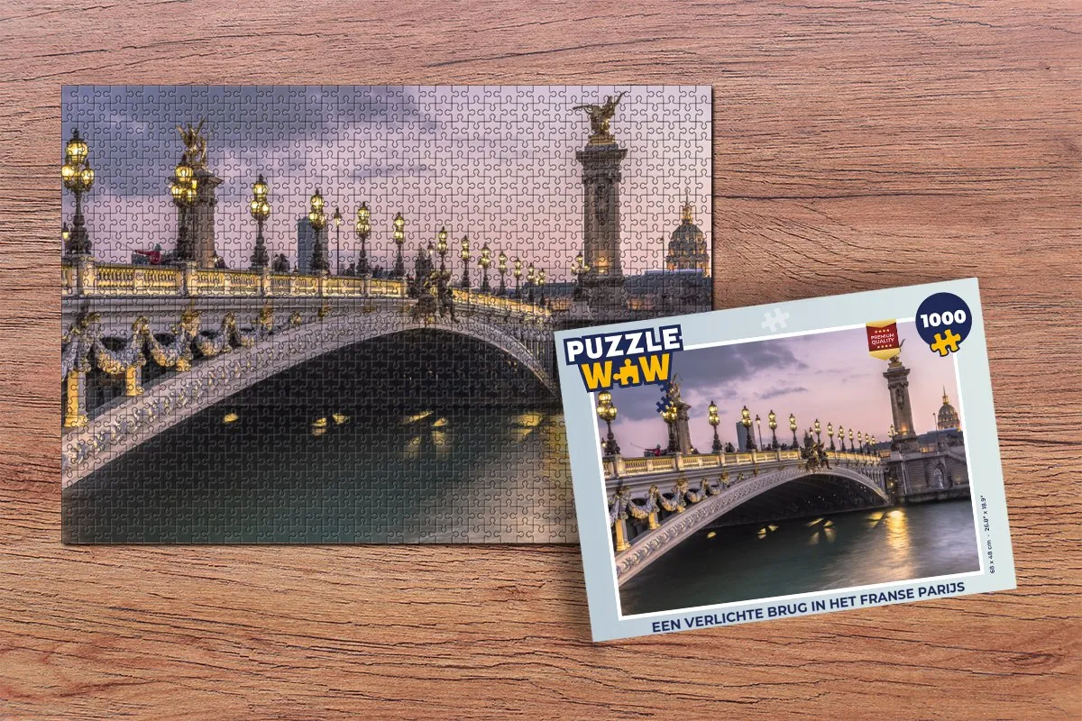 PuzzleWow Parijs Verlichte Brug Legpuzzel 1000 Stuks - Multicolor