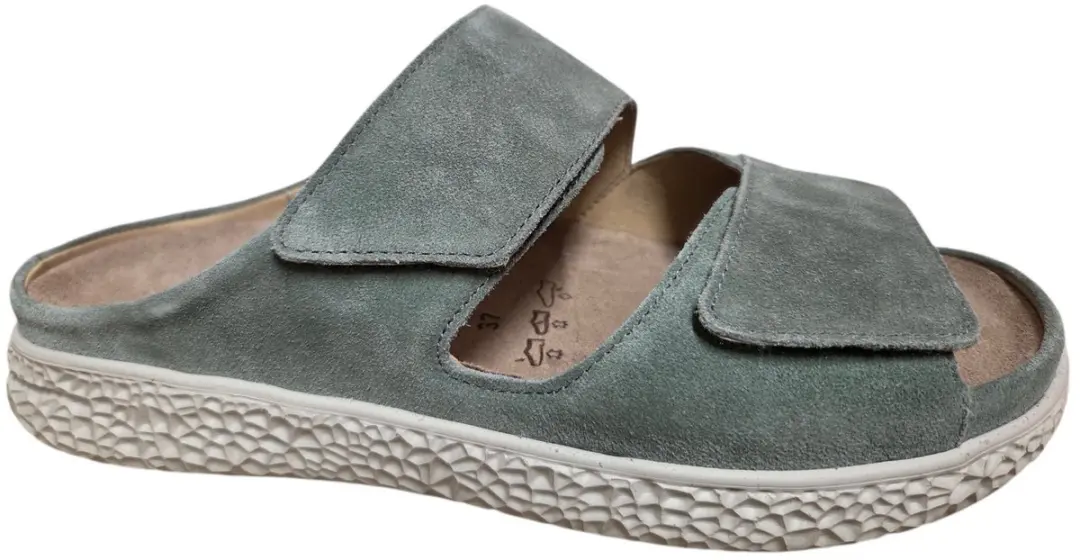 Hartjes 122.1220/30 95.00 Groove Slippers Groen Suede Dames Breedtemaat H