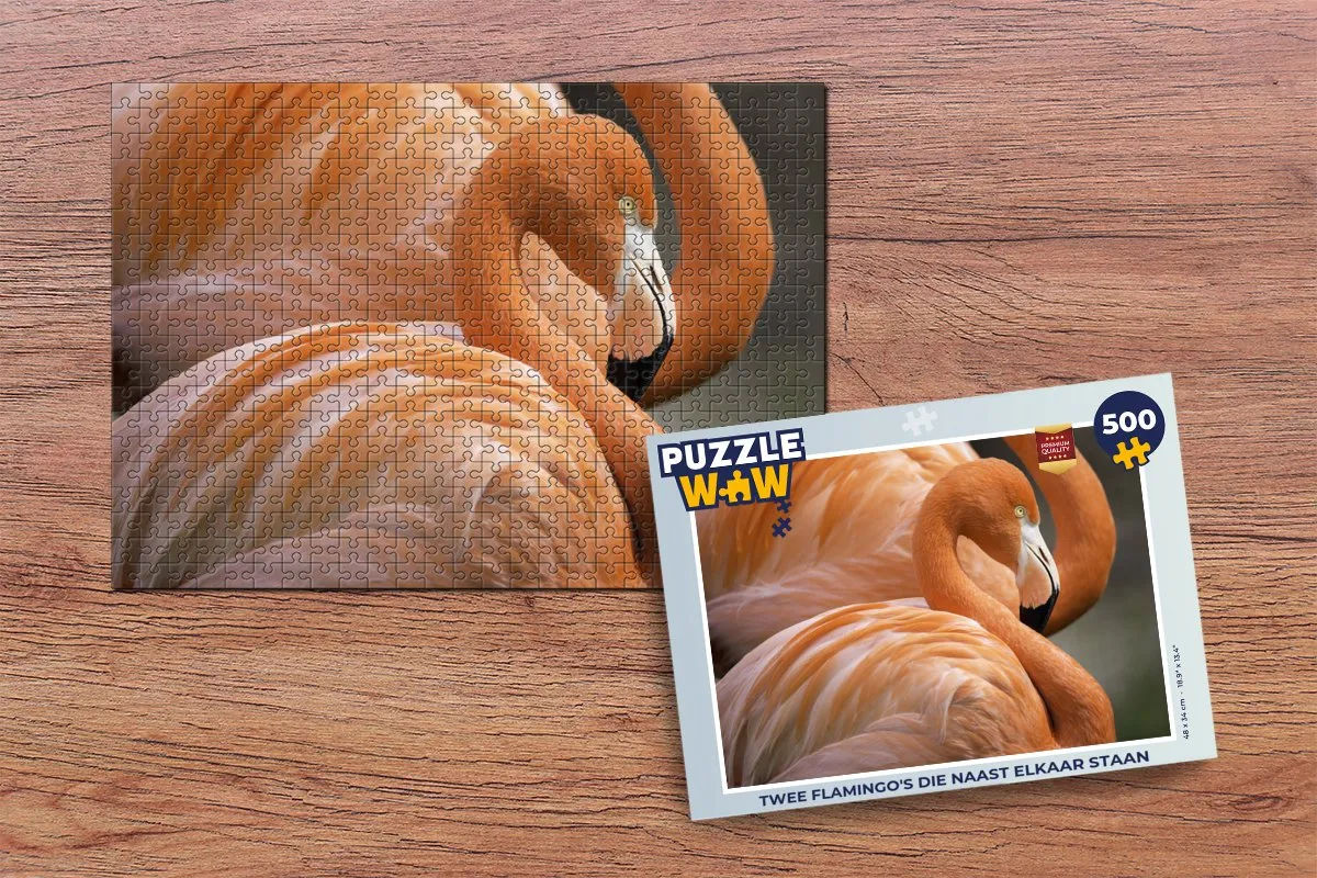 PuzzleWow Legpuzzel Twee Flamingo's 500 Stuks - Multicolor