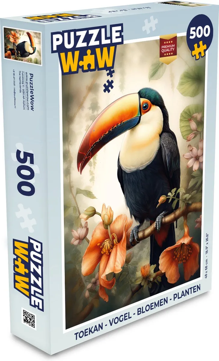 PuzzleWow Toekan Legpuzzel 500 Stuks - Multicolor