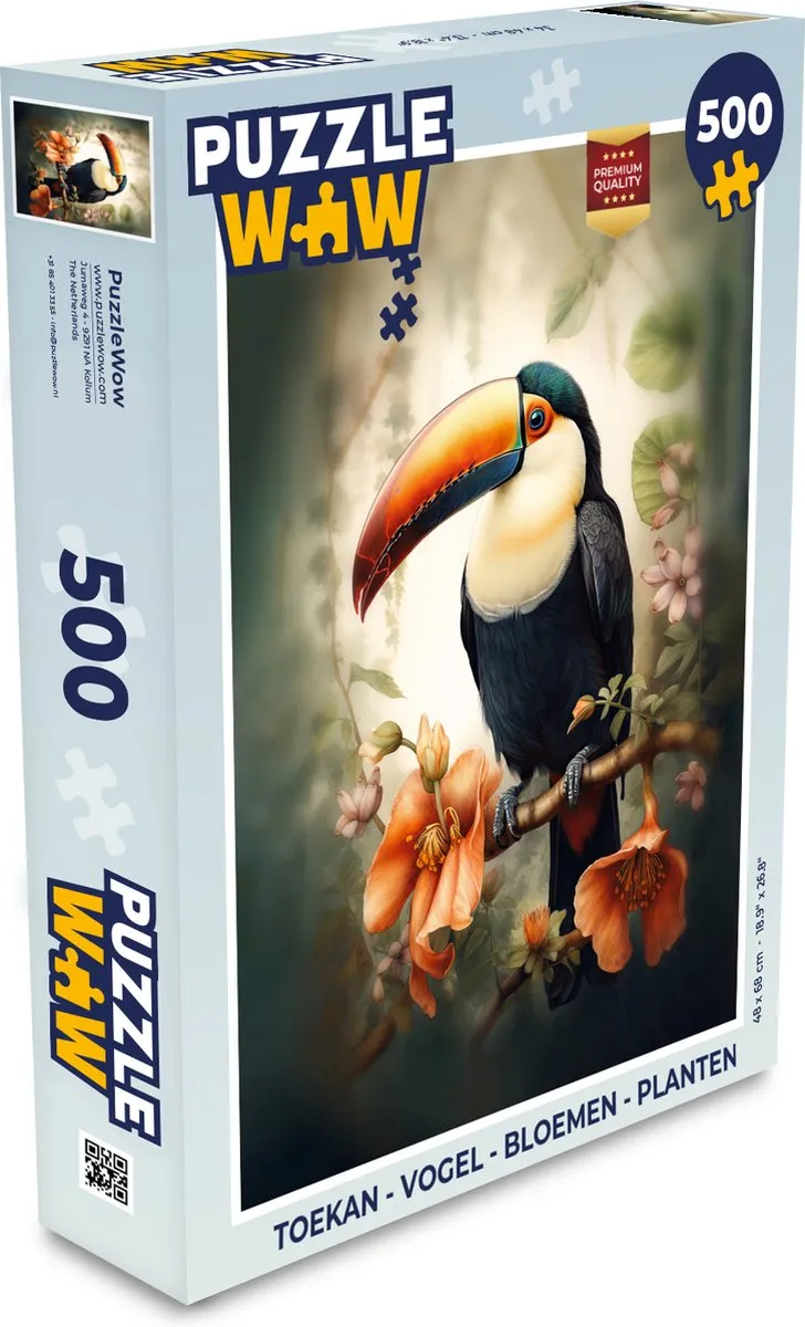 PuzzleWow Toekan Legpuzzel 500 Stuks - Multicolor