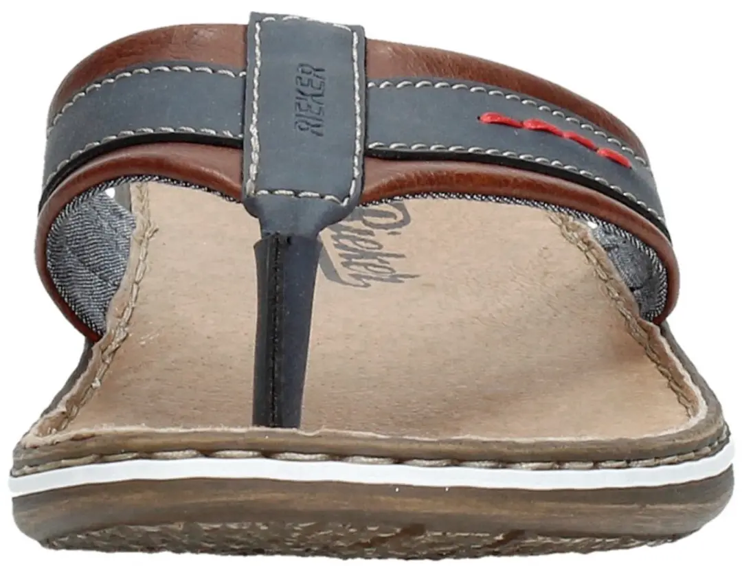 Rieker Heren Slippers - Blauw Leer - 45 - afbeelding 6 van 6