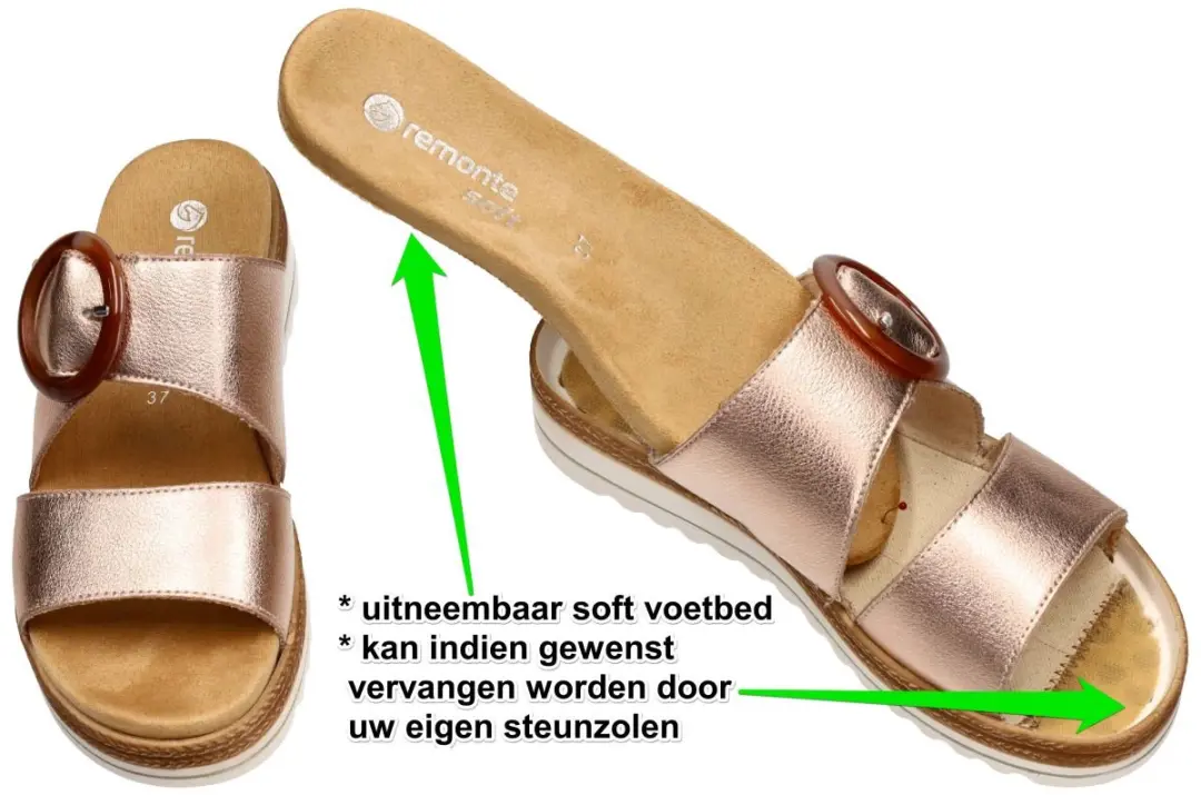 Remonte Rose Gouden Dames Slippers 42 - afbeelding 5 van 6