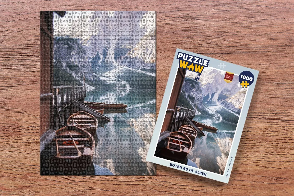 PuzzleWow Alpen Boot Meer Legpuzzel 1000 Stuks - Multicolor