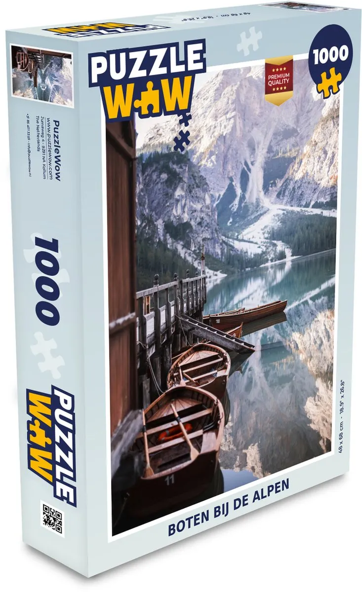 PuzzleWow Alpen Boot Meer Legpuzzel 1000 Stuks - Multicolor