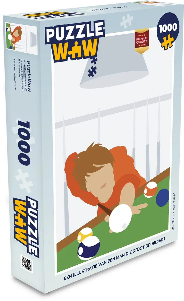 PuzzleWow Biljart Legpuzzel 1000 Stuks - Multicolor