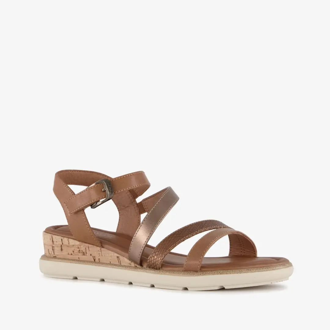 Tamaris dames sandalen met sleehak cognac