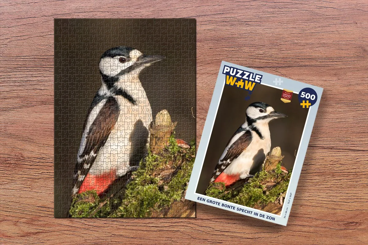 PuzzleWow Legpuzzel Een Grote Bonte Specht in de Zon 500 Stuks - Multicolor