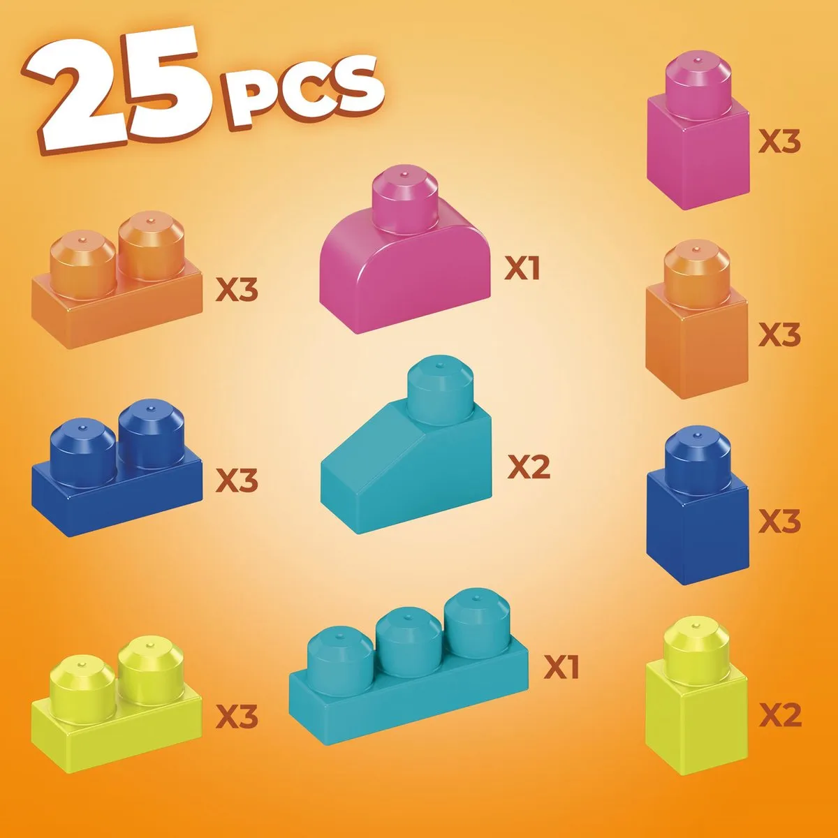 Fisher Price Mega Bloks Happy Lama HDK82 - 25 Stuks - Meerkleurig