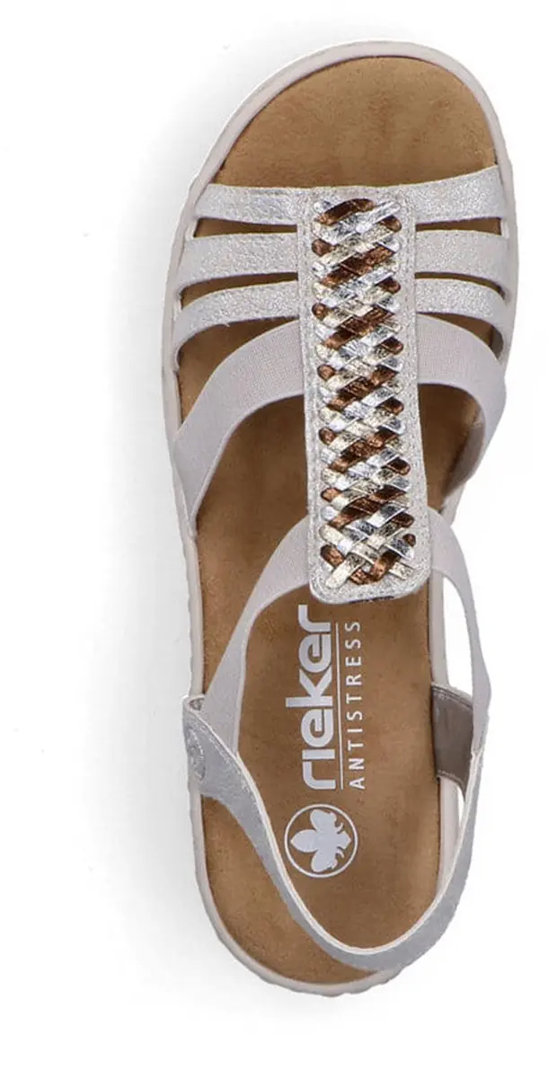 Rieker V4918 Dames Sandalen - Zilver - Maat 38
