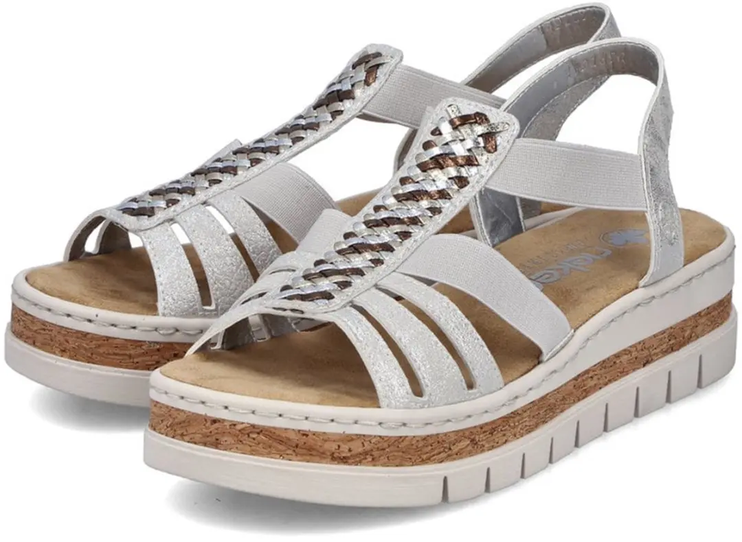 Rieker V4918 Dames Sandalen - Zilver - Maat 38