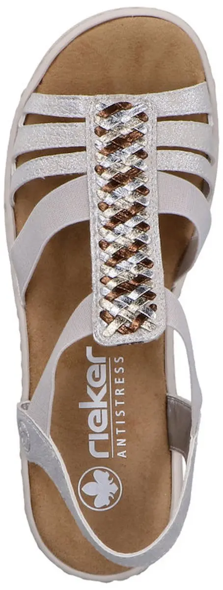 Rieker V4918 Dames Sandalen - Zilver - Maat 38