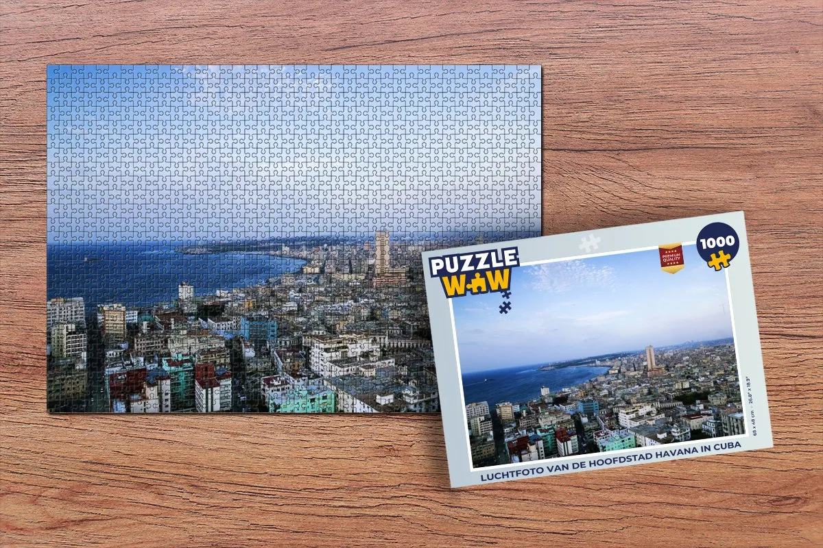 PuzzleWow Havana Luchtfoto Legpuzzel 1000 Stuks - Multicolor
