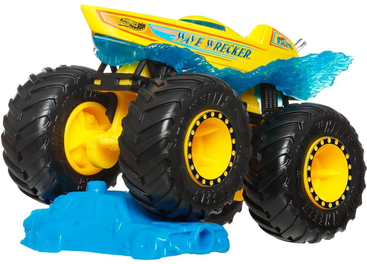Hot Wheels Monster Jam Wave Wrecker FYJ44 - 9cm Blauw/Geel/Zwart