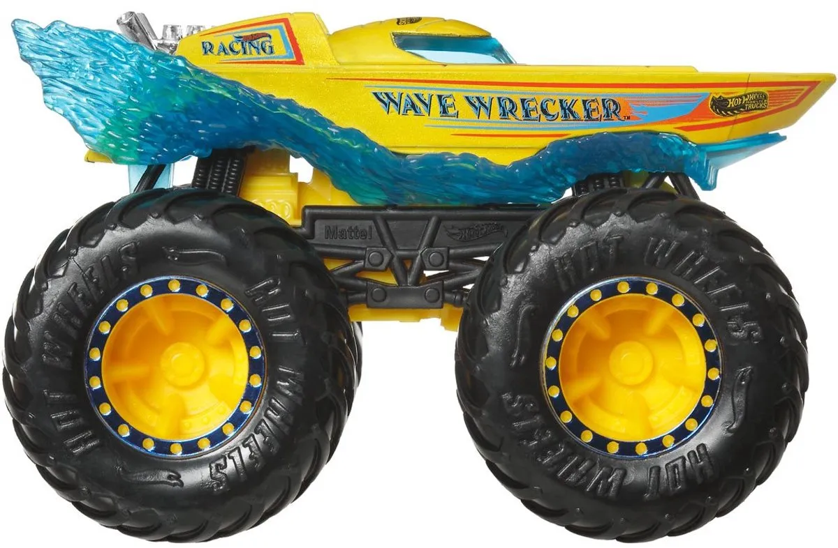 Hot Wheels Monster Jam Wave Wrecker FYJ44 - 9cm Blauw/Geel/Zwart