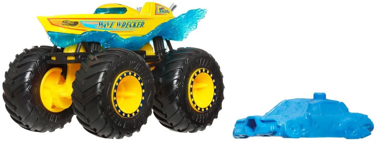 Hot Wheels Monster Jam Wave Wrecker FYJ44 - 9cm Blauw/Geel/Zwart