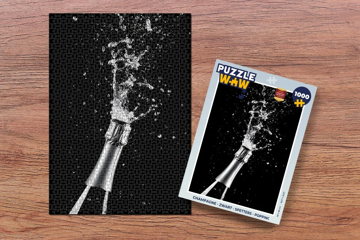 PuzzleWow Proost Champagne Zwart Legpuzzel 1000 Stuks