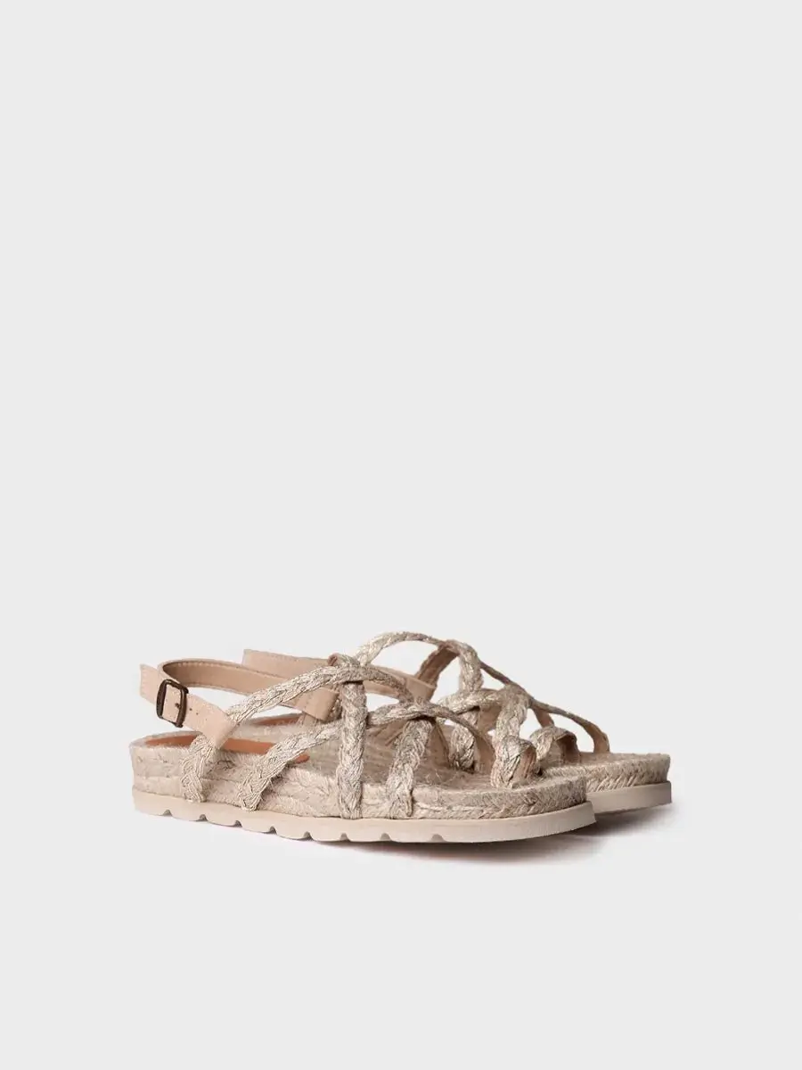Platte sandalen van jute voor dames