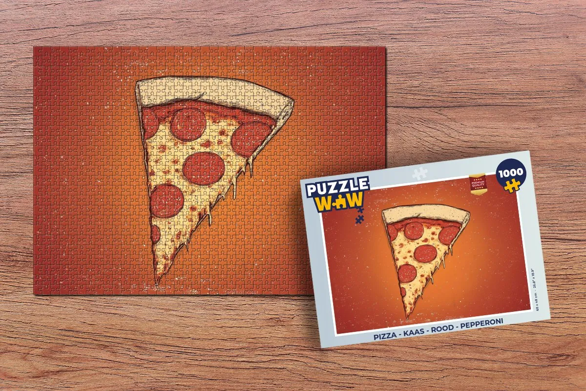 PuzzleWow Pizza Puzzel 1000 Stuks - Kaas/Pepperoni Rood
