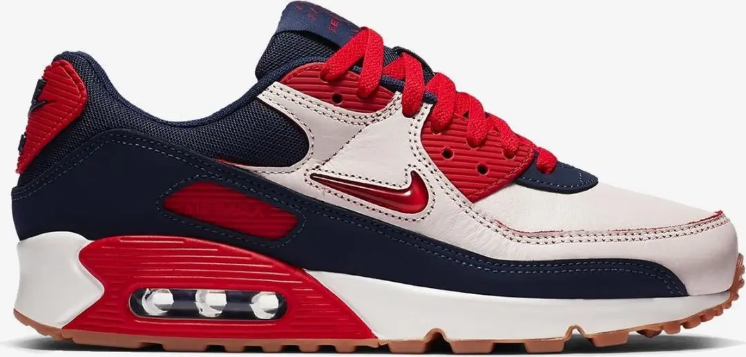 Nike Nike Air Max 90 Premium Blauw / Wit / Rood- Heren Sneaker
