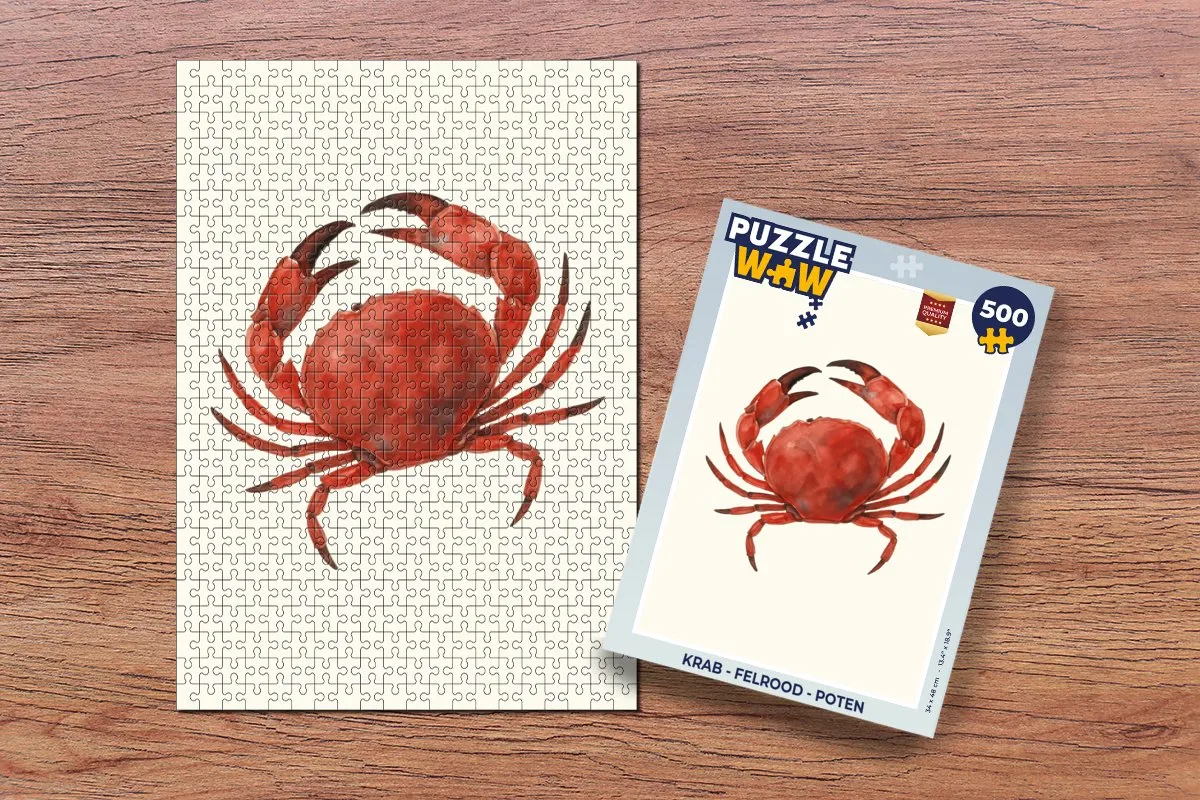 PuzzleWow Krab Puzzel 500 Stuks - Felrood