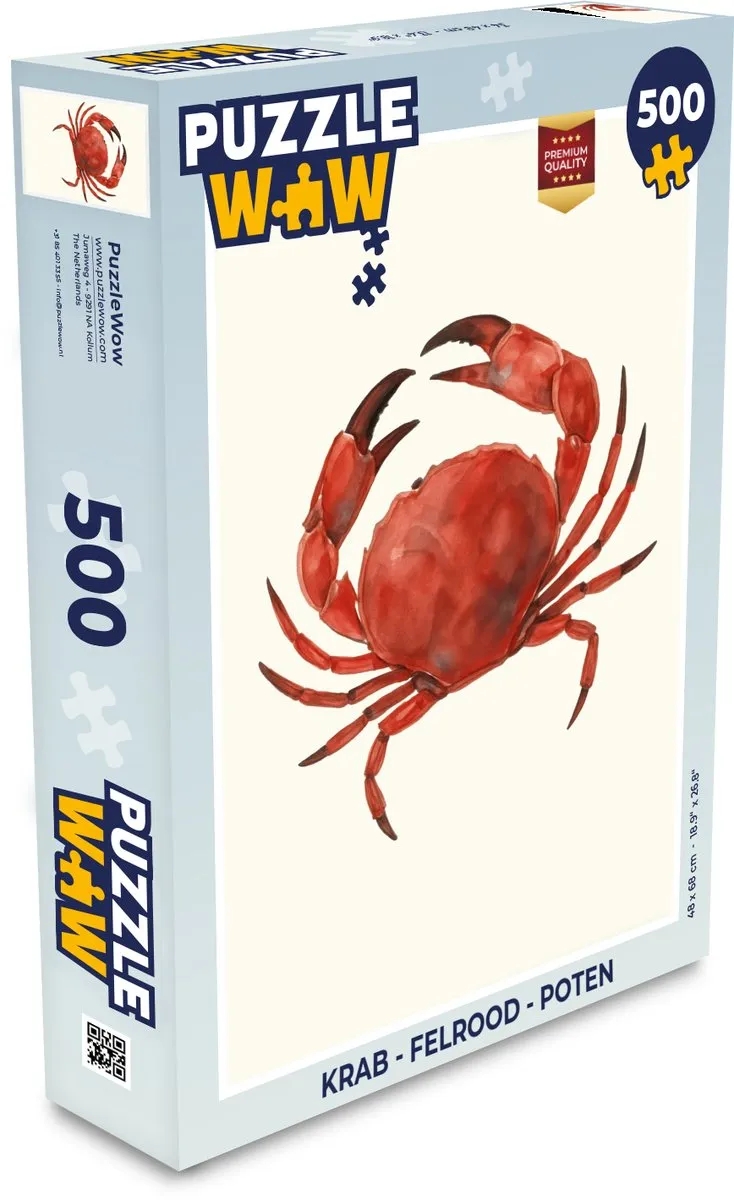 PuzzleWow Krab Puzzel 500 Stuks - Felrood