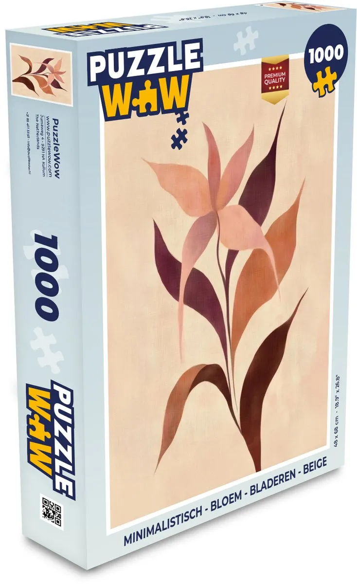 PuzzleWow Minimalistisch Bloem Bladeren Legpuzzel 1000 Stuks - Beige