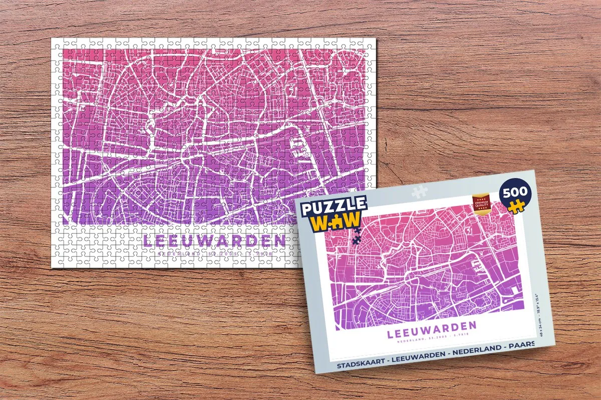 PuzzleWow Leeuwarden Legpuzzel 500 Stuks - Paars