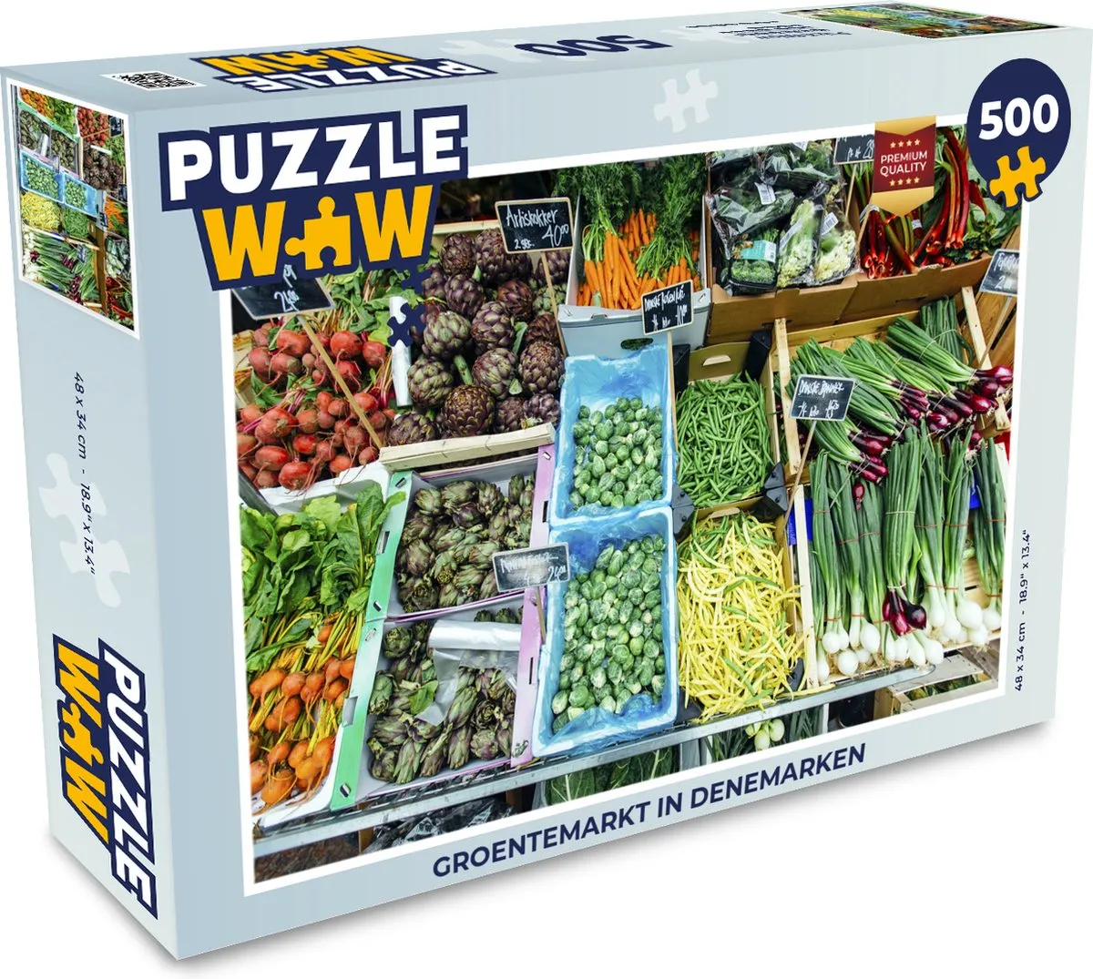 PuzzleWow Groentemarkt in Denemarken Legpuzzel 500 Stuks