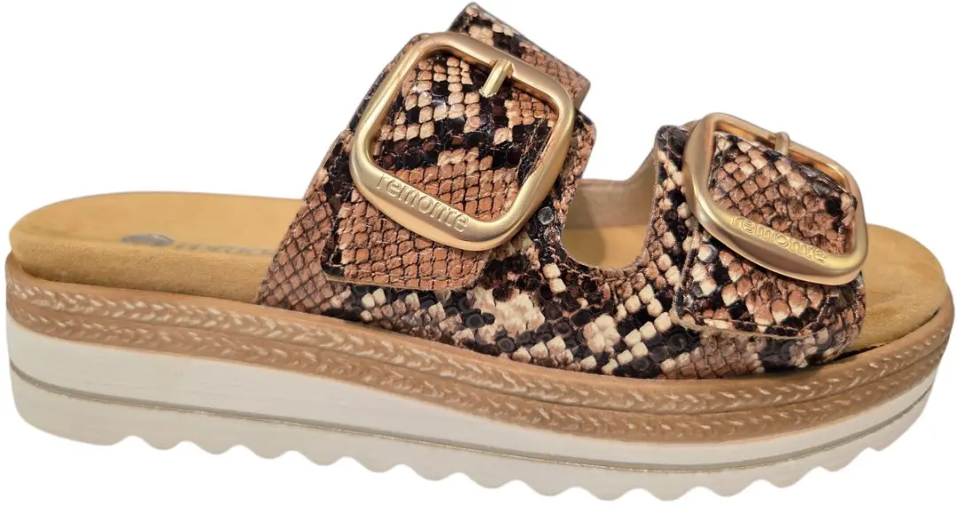 Remonte D0Q66-25 Slippers Slangenprint Bruin Leer Dames
