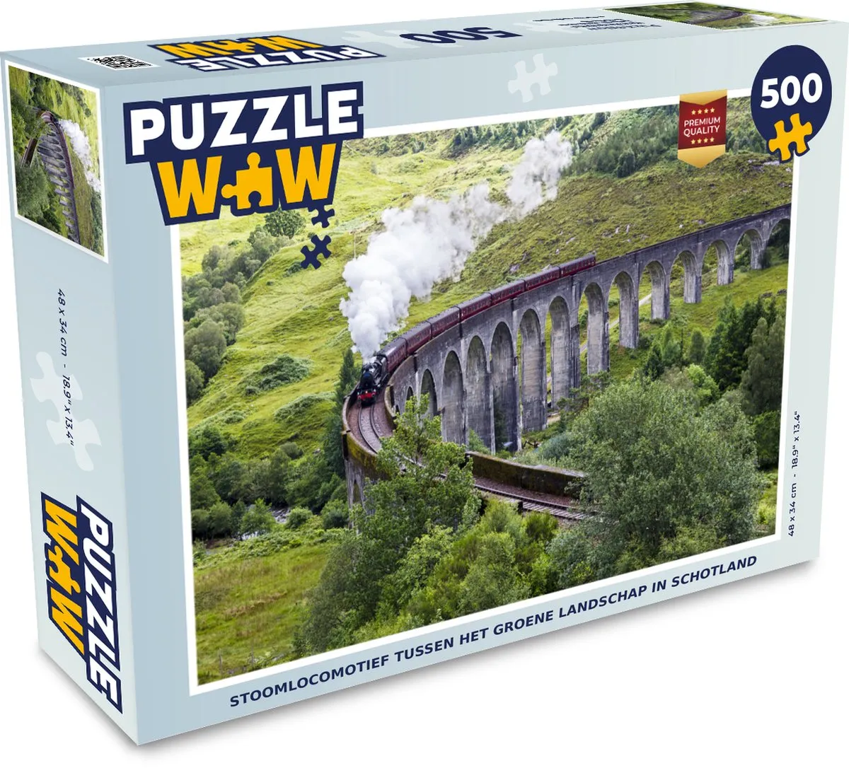 PuzzleWow Stoomtrein Schotland Legpuzzel 500 Stuks - Multicolor