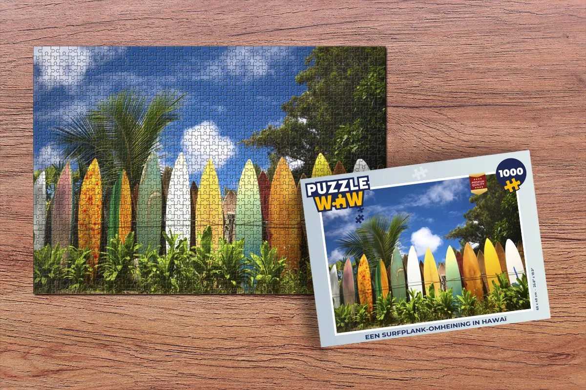 PuzzleWow Legpuzzel Een Surfplank in Hawaï 1000 Stuks - Multicolor
