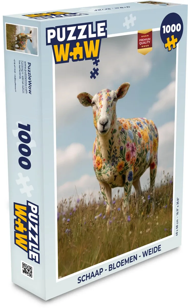 PuzzleWow Schaap - Bloemen Legpuzzel 1000 Stuks