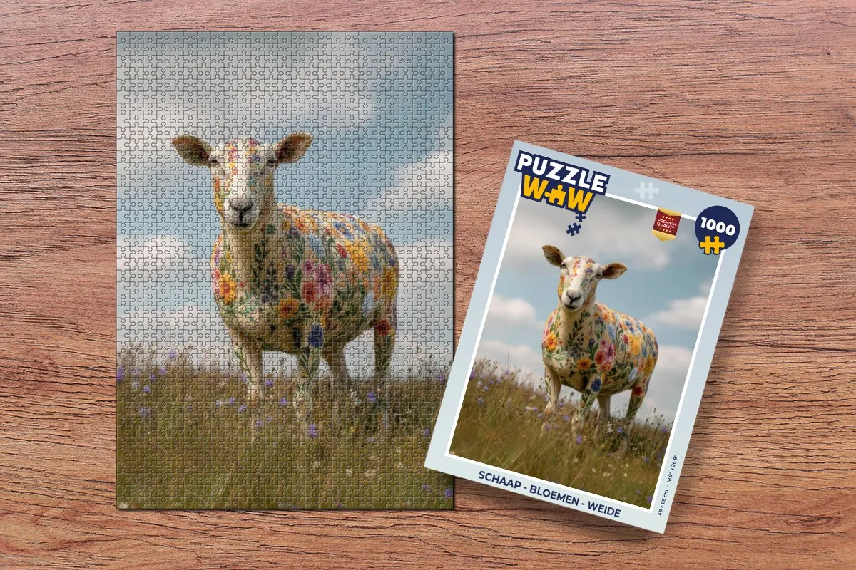 PuzzleWow Schaap - Bloemen Legpuzzel 1000 Stuks