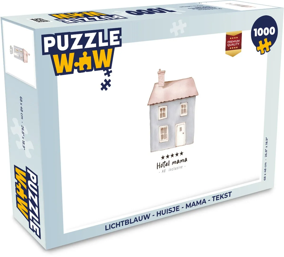 PuzzleWow Huisje Mama Tekst Legpuzzel 1000 Stuks - Lichtblauw