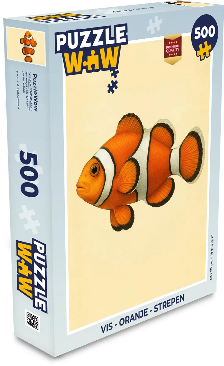 PuzzleWow Vis Puzzel 500 Stuks - Oranje Strepen - MPN 8721406860914