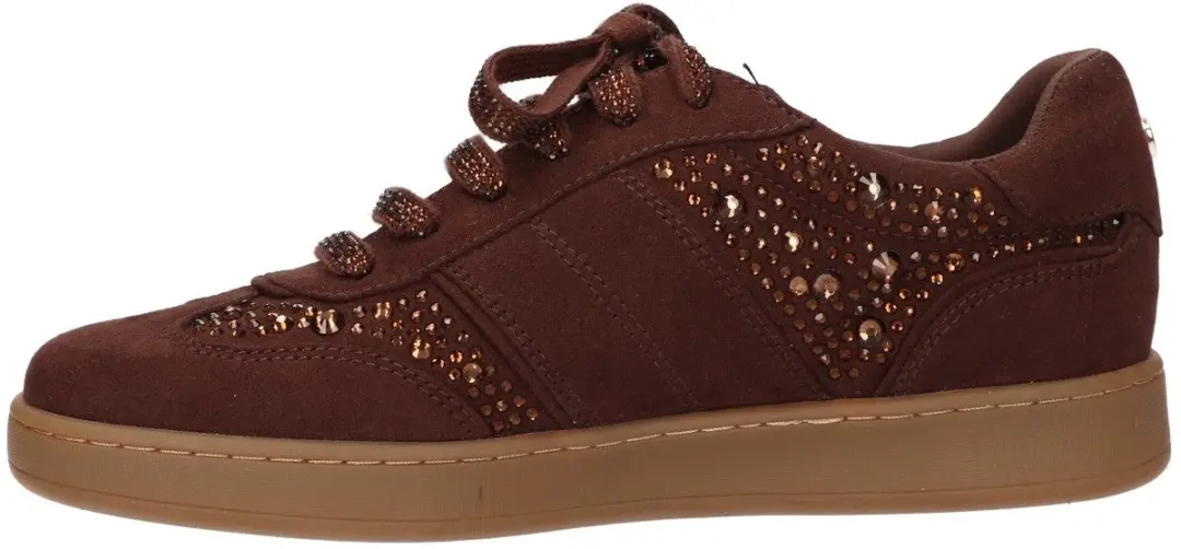 La Strada Sneaker Met Steentjes Bruin Textiel