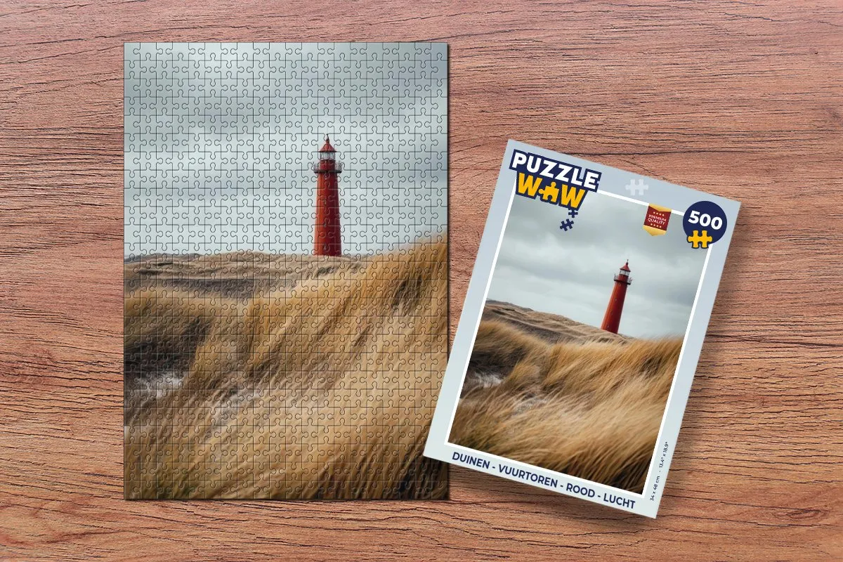 PuzzleWow Duinen Vuurtoren Legpuzzel 500 Stuks - Rood