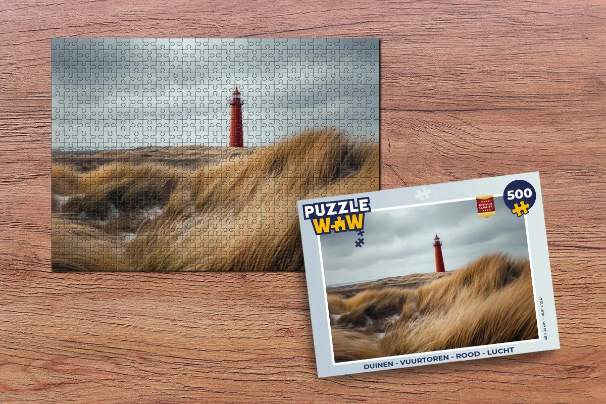 PuzzleWow Duinen Vuurtoren Legpuzzel 500 Stuks - Rood